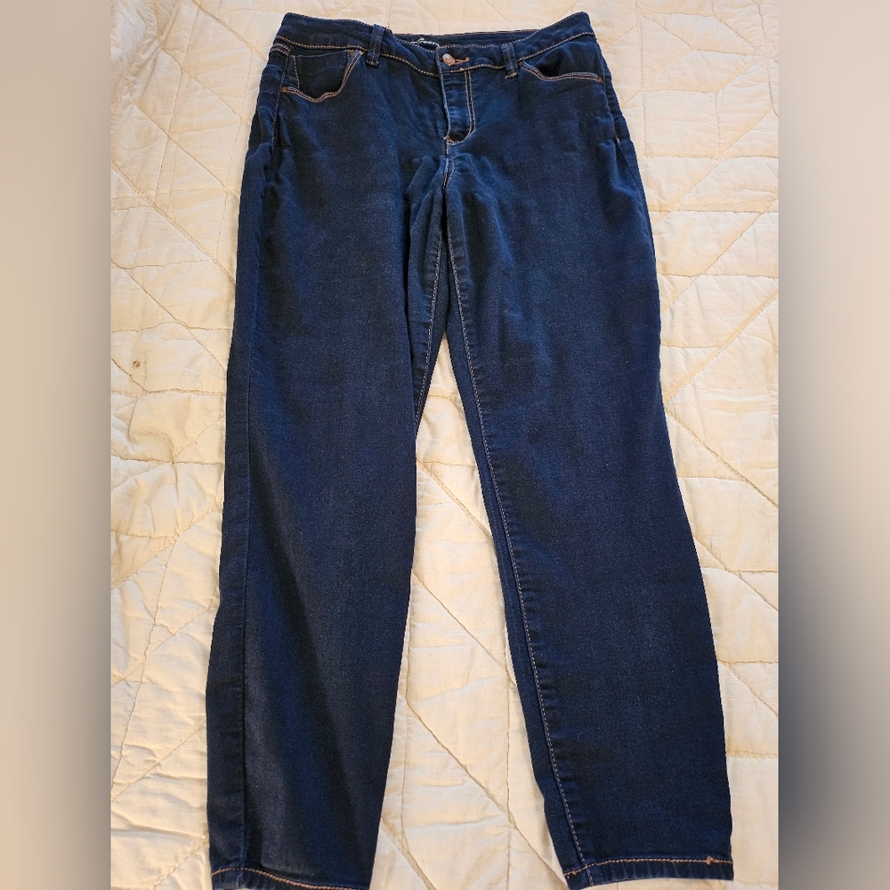 Miss Poured In Blue- Cropped Jeans- Size 12